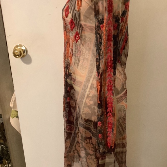 Biya Johnny Was sheer printed and embroidered long sleeve mini dress size xxs - Picture 2 of 6